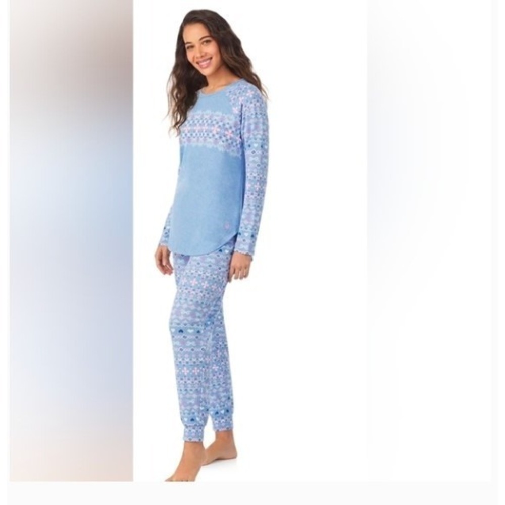 Cuddl Duds E4217 Women's Long Sleeve Long Pant PJ Peri GRD Knit Jogger Large